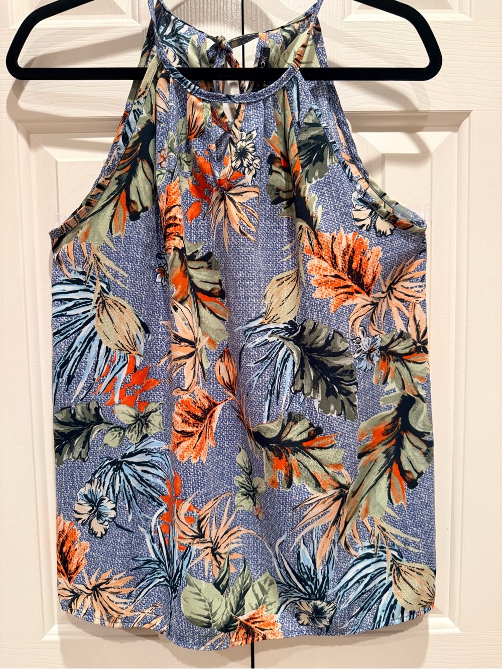 Papermoon Blue Floral Halter Camisole with Orange and Blue Accents